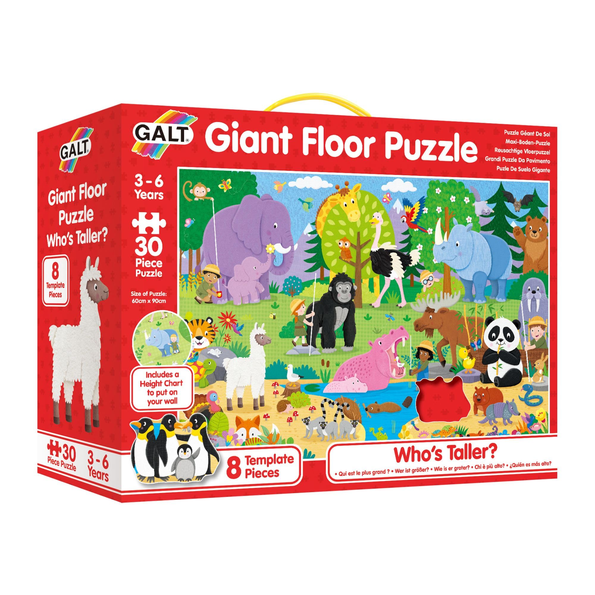 Galt, Giant Floor Puzzle - Who's Taller?, Floor Puzzles for Kids, 30 piece Puzzle, Ages 3 to 6 years Plus