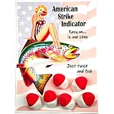 American Strike Indicator - Fly Fishing Line Float. Easy-on Unified Design - Zero parts to drop and lose... No Need to Take Apart - Just twist and fish. Tactile finger-grip shape. Red and White