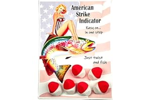 SERIOUS ANGLER American Strike Indicator - Fly Fishing Line Float. Easy-on Unified Design - Zero parts to drop and lose... No Need to Take Apart - Just twist and fish. Tactile finger-grip shape. Red and White