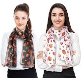 CBC Crown Halloween Theme Scarf Pumpkin Pattern Halloween Theme Scarf | Soft, lightweight scarf, an elegant accessory for any season.