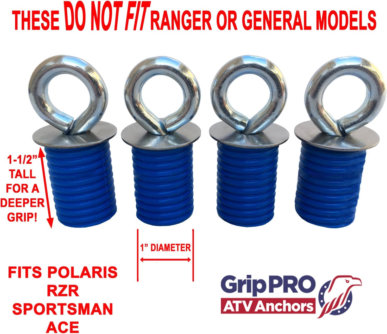 GripPRO ATV Anchors to fit Polaris Lock & Ride ATV Tie Down Anchors Made to fit RZR, Sportsman - Set of 4 - These DO NOT FIT Ranger Models: Automotive