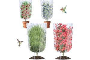 FIFNIM 4PCS 2 Sizes Bird Netting Tree Mesh Bag with Drawstring Garden Insect Netting Pest Barrier Blueberry Netting Plant Row Cover White Mosquito Net for Fruit/Flower/Vegetables