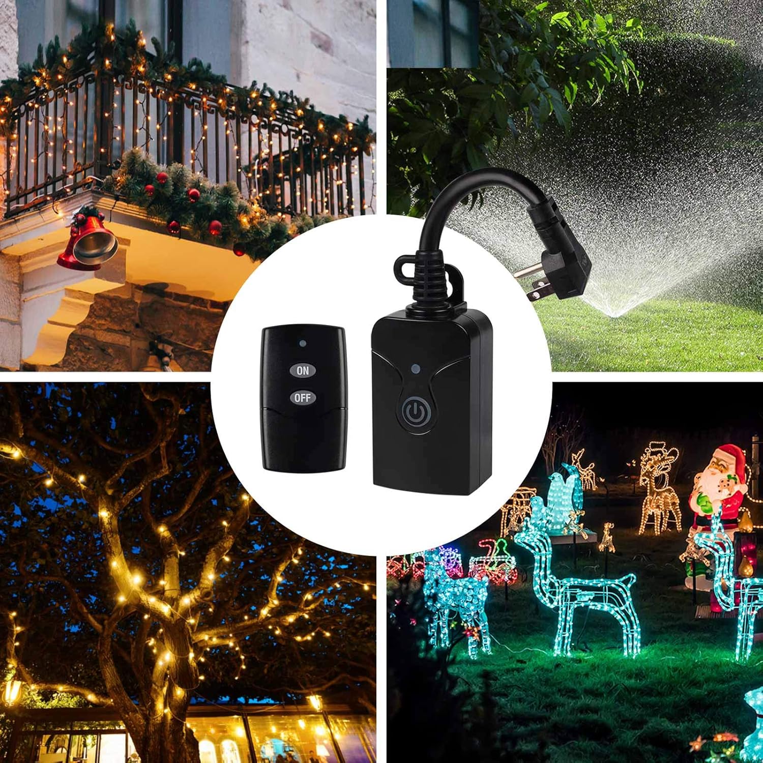 HBN Outdoor Indoor Wireless Remote Control 3-Prong Outlet Weatherproof Heavy Duty 15 A Compact 1 Remote 1 Outlet with Remote 6-inch Cord 100ft Range ETL Listed (Battery Included): Industrial & Scientific