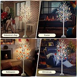 8FT Lighted Birch Tree with 210 LED Warm White and