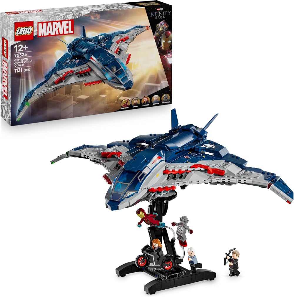 LEGO Marvel Quinjet 76325 Avenger Plane with 5 Minifigures Iron Man Black Widow
