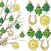 St. Patricks Day Decorations Shamrock Ornaments - 48pcs Shamrock Clover Gold Coins Horseshoe Tree Ornaments for Spring Lucky Irish Day St Patrick's Day Home Table Tree Party Hanging Decorations