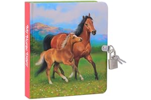 MOLLYBEE KIDS My Horse Lock and Key Diary, 208 Pages, Measures 6.25 inches by 5.5 inches