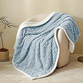 Simple&Opulence Sherpa Fleece Throw Blanket-Soft Fluffy Warm Cozy Plush Fuzzy Blanket with Elegant 3D Pattern for Couch, Sofa, Bed, Blue 30"x 40"