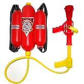 4E's Novelty Firefighter Backpack Water Gun Blaster for Kids- Tank with Hose Shooter, Super Water Squirt Suitable for Outdoor Play Boys &amp; Girls, Fireman Pretend Play