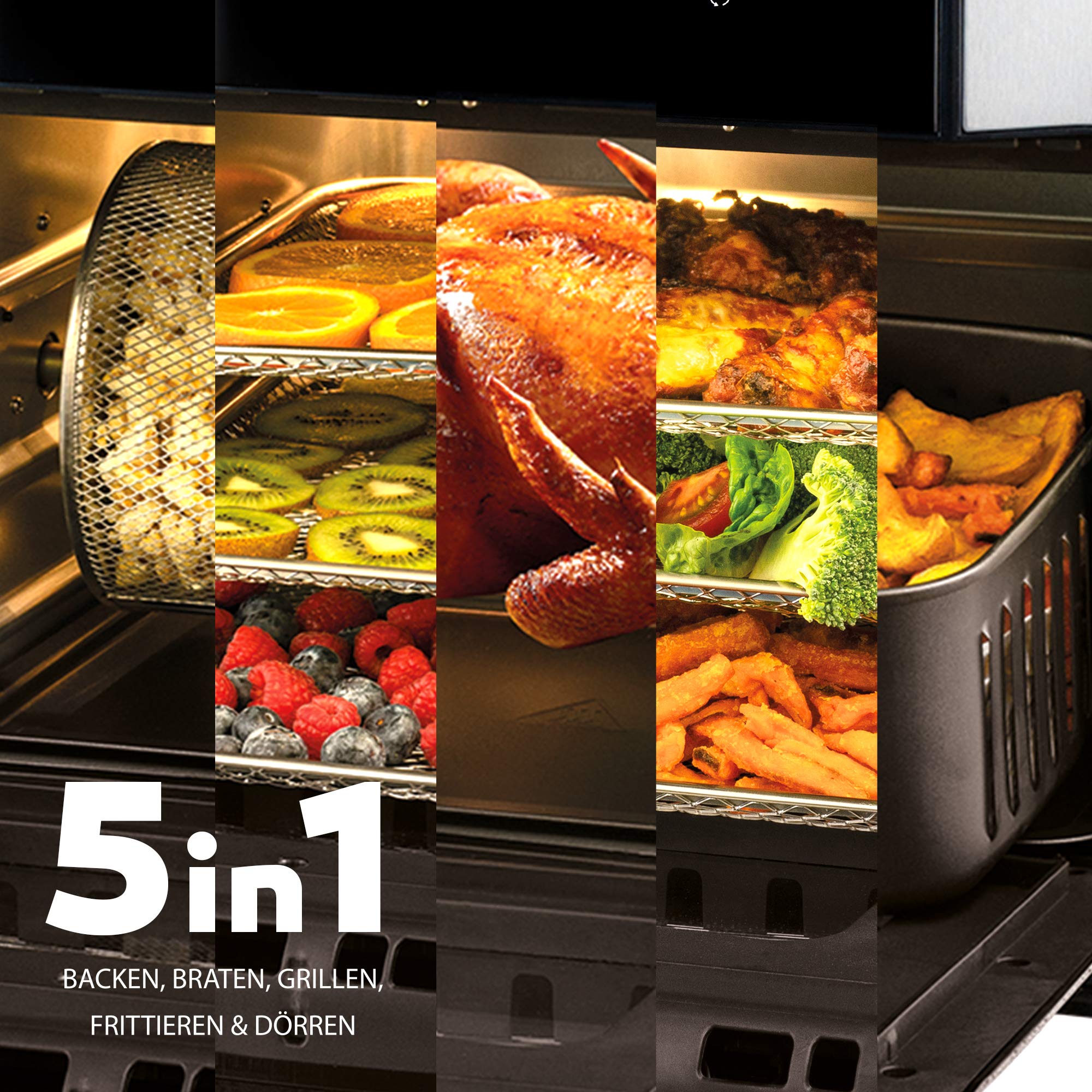 Balter Heißluftfritteuse Airfryer, 12 Liter XXL, Mini Backofen, Dörrautomat, Friteuse Heissluftfritteuse, 10 Programme, all-in-1 Air Fryer, Rezeptbuch, HL-1200 6