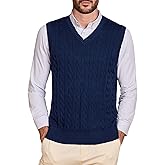 Kallspin Mens Sweater Vest Wool Blend Cable Knit V Neck Sleeveless Pullover Casual Bussiness Knitwear