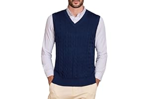 Kallspin Mens Sweater Vest Wool Blend Cable Knit V Neck Sleeveless Pullover Casual Bussiness Knitwear