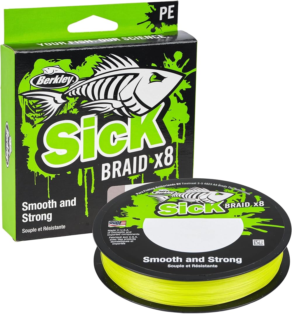 Berkley Sick Braid 8 Strands Braided Fishing Line Hi-Viz Yellow 150m