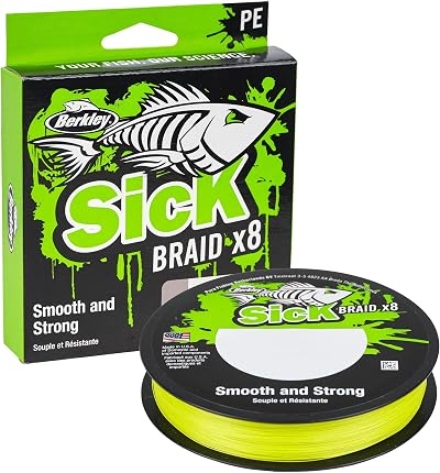 Berkley Sick Braid 8 Strands Braided Fishing Line Hi-Viz Yellow 150m