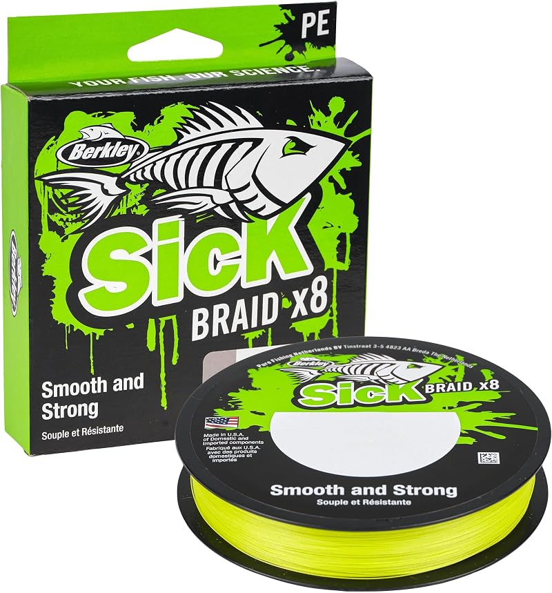 Berkley Sick Braid 8 Strands Braided Fishing Line Hi-Viz Yellow 150m