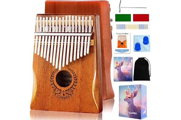 Kalimba 17 Keys Thumb Piano Mbira Finger Piano Marimbas Musical Instrument | Mahogany Wood, with flannelette bag, Study Instr