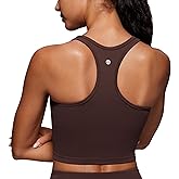 CRZ YOGA Butterluxe Racerback Crop Tank Tops for Women - Padded Y-Back Longline Sports Bras Scoop Neck Workout Yoga