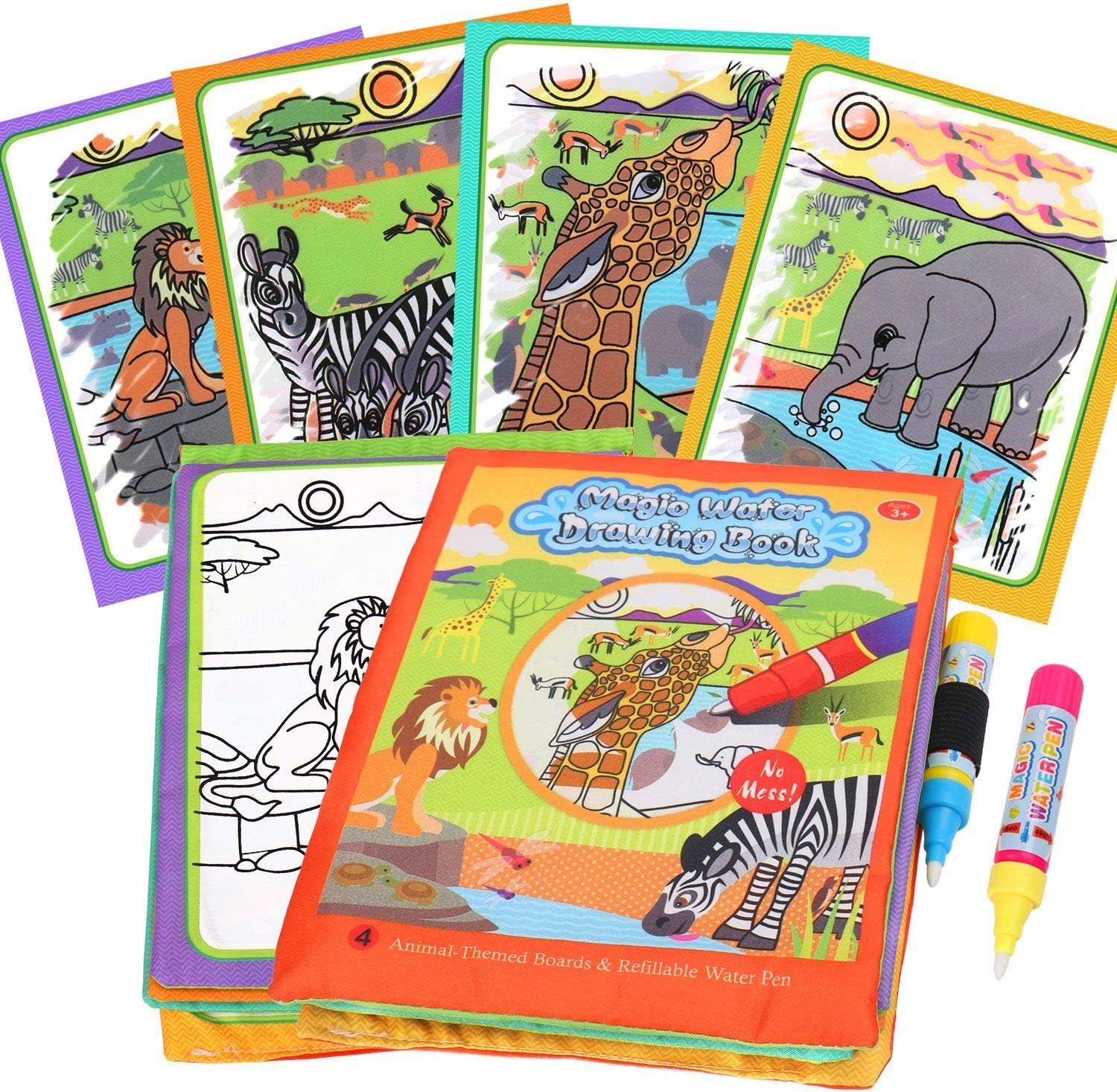 BBLIKE Magic Water Drawing Book Mat, Coloring Books Doodle with 2 Magic Pen Reusable Painting Board Learning Education Creative Toys Birthday Gifts For 3+ Children Kids (D)