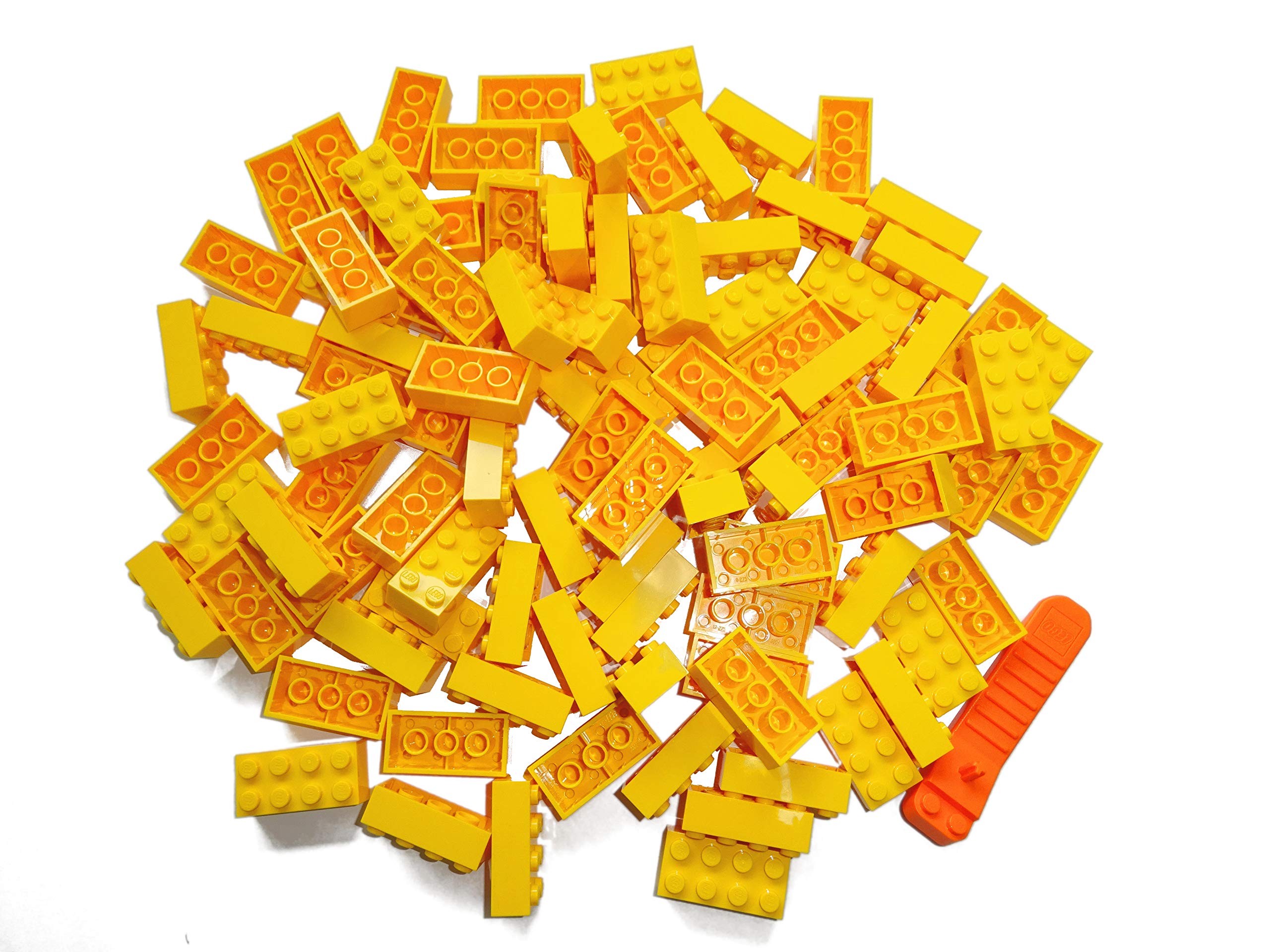 LEGO Classic Pack of 100 2x4 Stones (3001) with Stone Separator (Yellow)