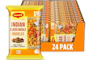 Maggi Indian Classic Masala Noodles, Instant Ramen Noodles Pack, 3 min, Mildly Spicy, Vegetarian, Halal, Kosher, 24 Pack