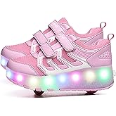Aikuass USB Chargable LED Light Up Roller Shoes Wheeled Skate Sneaker Shoes for Boys Girls Kids
