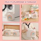 INough Cotton Rope Toy Storage Basket with Rainbow Decor 13in Dia 10.2in H view 6