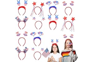 Abitoncc 12PCS Patriotic Head Boppers Presidential Inauguration Day Headband 4th of July Accessories Flag Stars Hairbands President’s Day Independence Day Party Favor Decorations