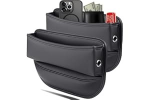 ANSCHE Car Gap Filler Organizer 2 Pack, Car Seat Gap Storage Automotive Accessories Seats Box, Premium Leather Car Adjustable Gap Filler for Phones, Glasses, Keys, Cards (Black)
