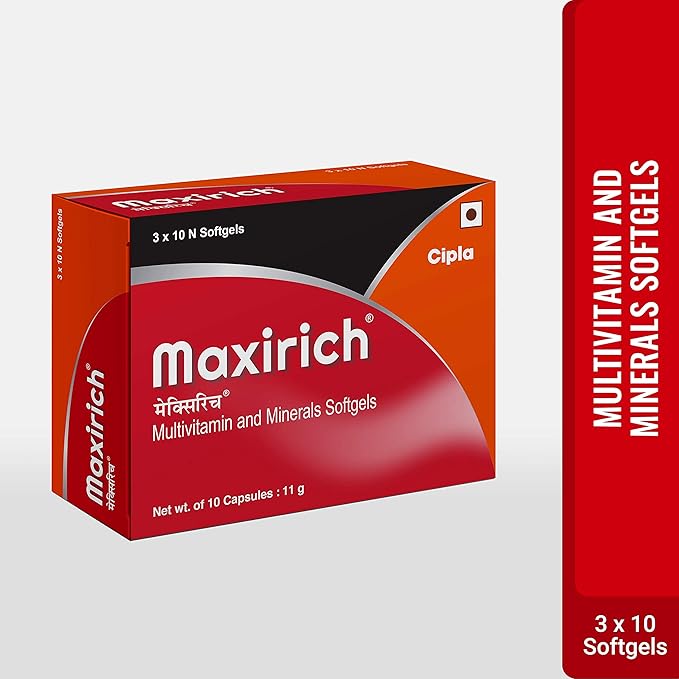 Buy CIPLA Maxirich Multivitamin and Minerals Softgel with Essential