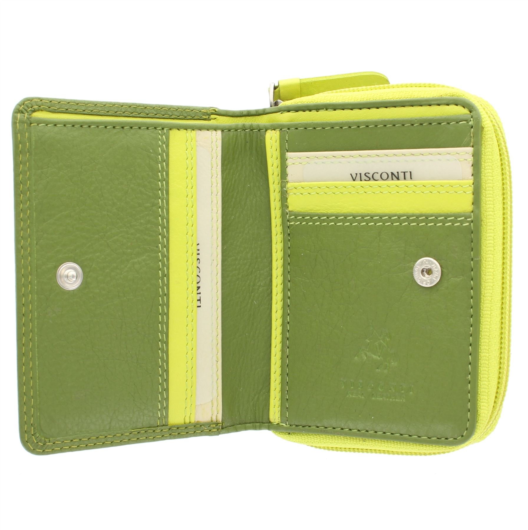 VISCONTI Rainbow Leather Ladies Purse Style RFID Blocking RB53 Lime Multi — image 1