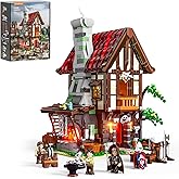 LUMIBRICKS Medieval Forge House Lighting Building Bricks Set - Blacksmith kit Collectible Display LED Light Building Sets 159