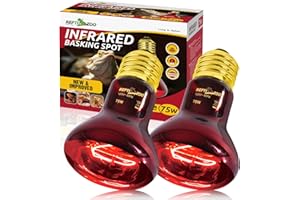 REPTI ZOO 75W Reptile Heat Lamp Bulb 2PCS Infrared Heat Emitter Red Heat Lamp for Reptile Amphibian, Infrared Basking Spot Light Bulb