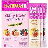 Belli Welli Fiber Supplement, Probiotics Fiber Powder Travel Pack for Women with Collagen & Electrolytes for Daily Gut Health & Debloating, Variety Pack, 10 Packets