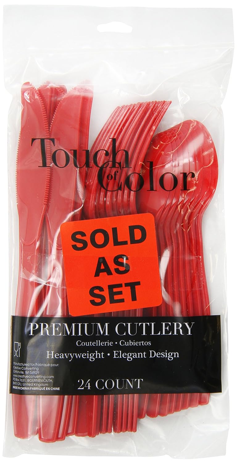 Amazon.com: Creative Converting 010423 Assortment Plastic Cutlery, Classic Red: Kitchen & Dining