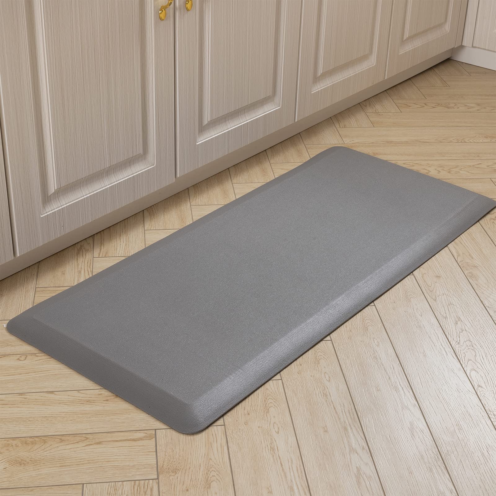 Carvapet Anti Fatigue Kitchen Mat 20MM Thick Cushioned Kitchen Standing Mats Floor Mats PVC Waterproof Runner Rug for Standing Desk, Kitchen, Office(Grey,44x99x2cm)