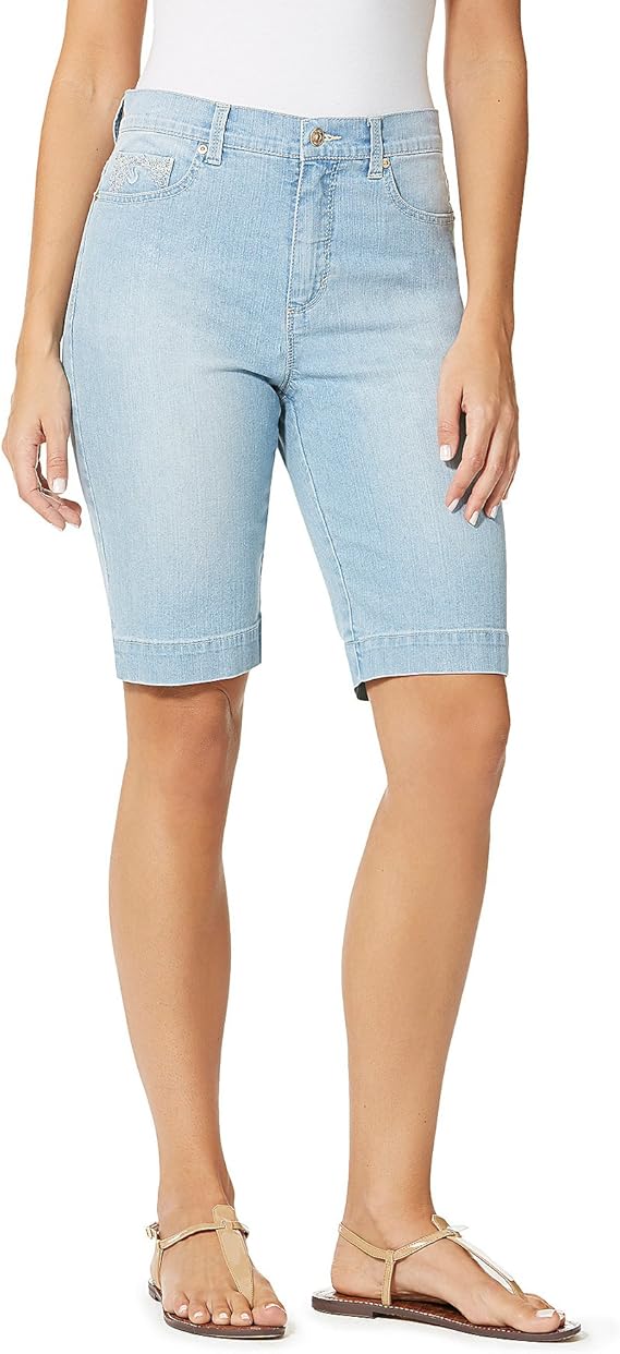 Gloria Vanderbilt Amanda Bermuda Shorts Marbella Wash 18 at Amazon Womenâs Clothing store