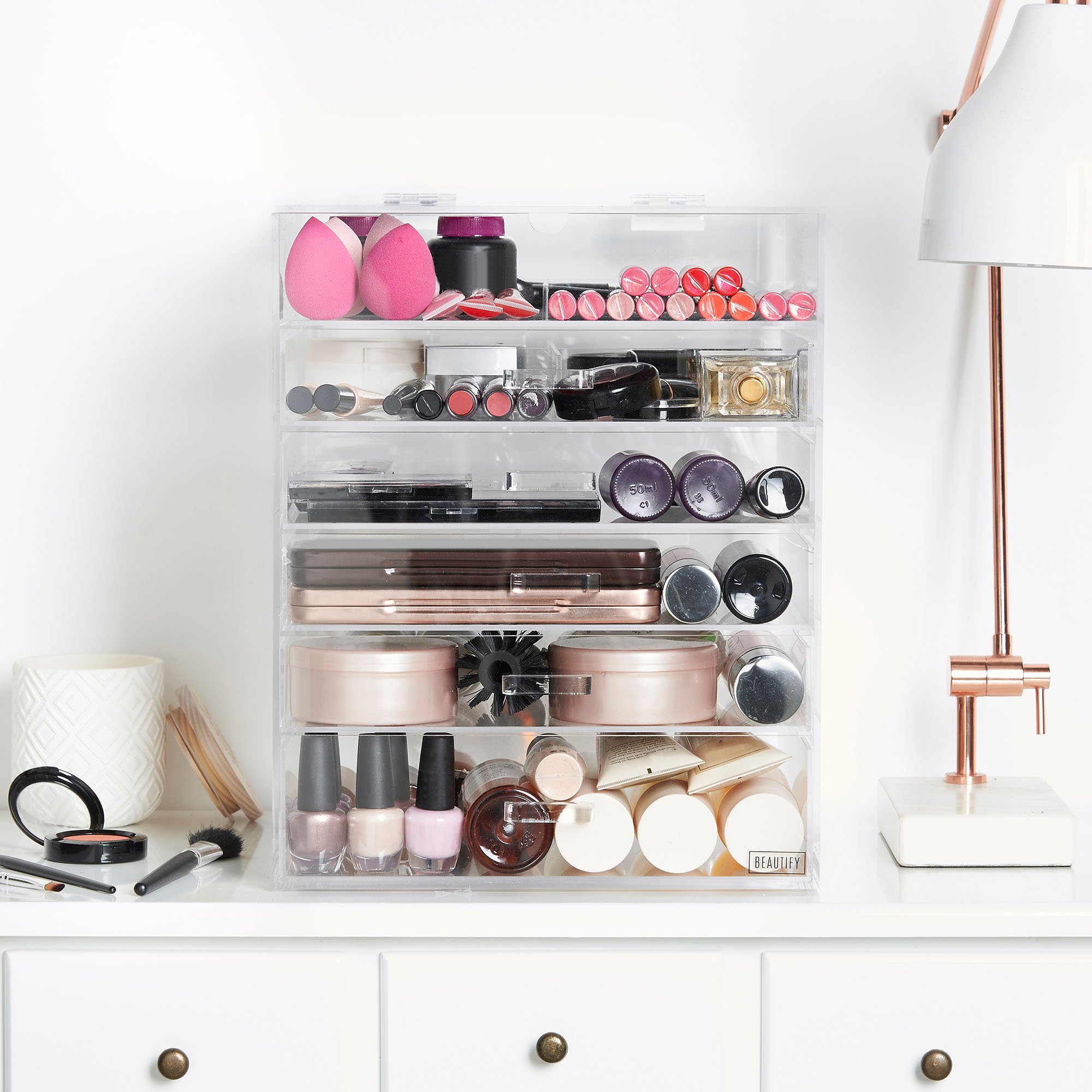 Beautify Extra Large 6 Tier Clear Acrylic Cosmetic Makeup Storage Cube