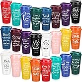 Tioncy Reusable Christian Gifts for Women Men Bible Verse Plastic Tumblers with Lids 16 oz Inspirational Religious Coffee Cups Christian Gifts for Church(48 Pcs,Multicolour)