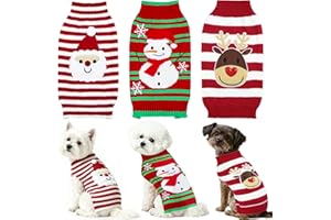 PAYHTOW 3 Pack Dog Christmas Sweater, Christmas Dog Outfit Sweater Santa Reindeer Snowman Knit Holiday Sweaters for Small Medium Large Dogs Pets (Medium)
