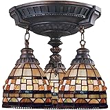 Elk Lighting 997-AW-10-LED Mix-N-Match 3-Light Aged Walnut-LED, 800 (2400 Lumens Total) with Full Scale Semi Flush Mount