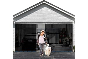 Sliding Garage Door Screen 16x7FT for 2 Car Garage Doors, 2026 New Upgraded Magnetic with Track Closure, Heavy Duty Mesh and Weighted Bottom, Retractable (Black, 16 * 7FT) - 1