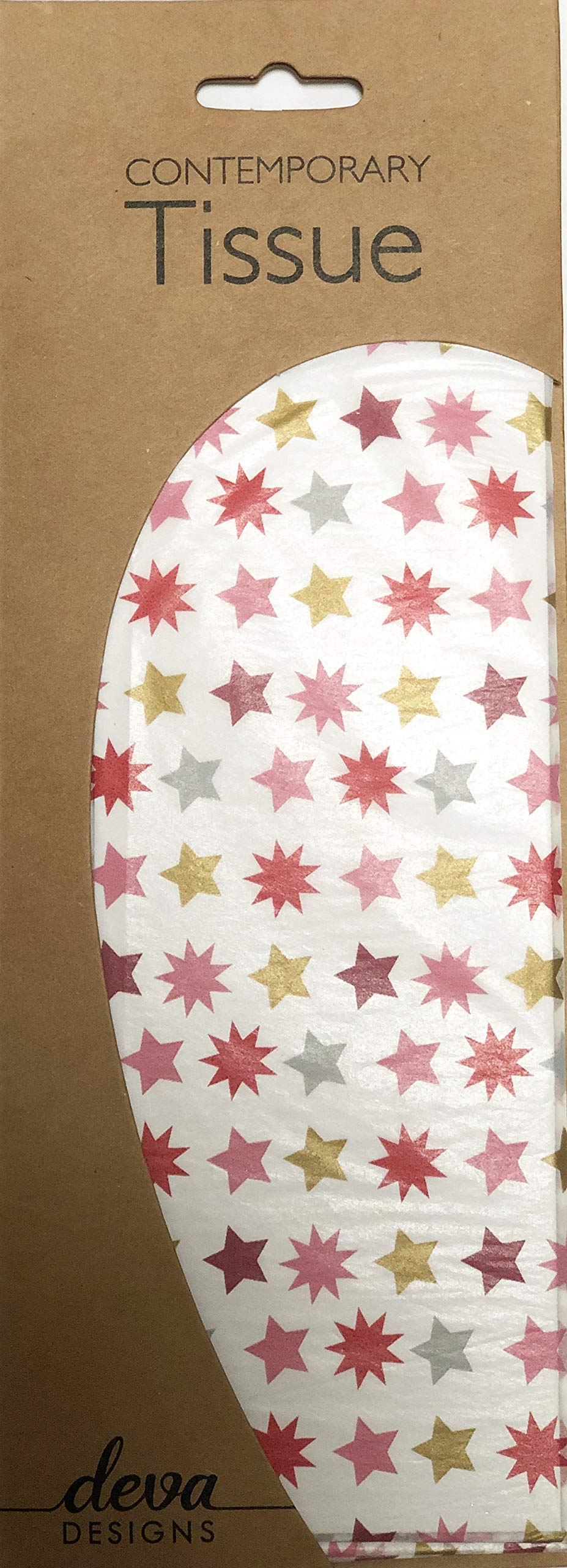 Red Stars Christmas Printed Patterned Tissue Wrapping Paper Deva Designs Luxury 4 Sheets 50 x 70 cm