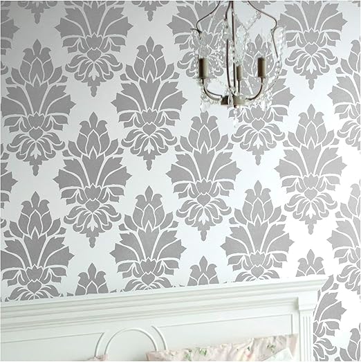 Kabul Damask Furniture Wall Floor Stencil For Painting Wall