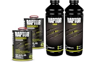 U-POL Raptor Black Urethane Spray-On Truck Bed Liner Kit, Protective Paint With Spray Gun, For Tailgates & Trucks, Vehicle Undercoating, 2 Quart Kit