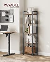 VASAGLE 5-Tier Bookshelf 30 x 39.6 x 154 cm Industrial Rustic Brown Ink Black view 2