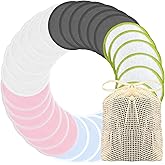 Chloven Reusable Cotton Rounds - 30 Pack Washable Bamboo Makeup Remover Pads for Gentle Cleansing Reusable Face Pads for Skincare & Nail Polish Removal with Mesh Storage Bag