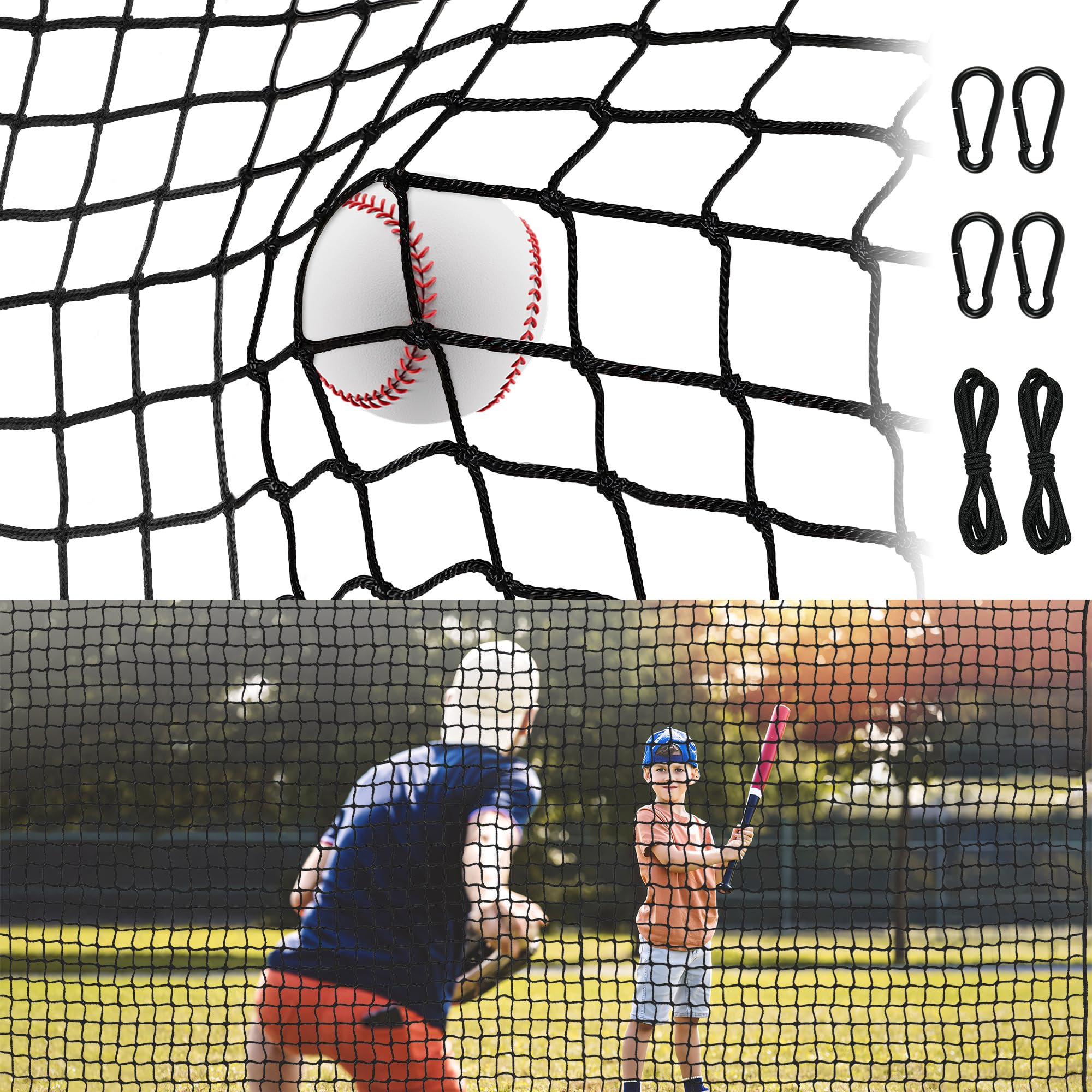 Photo 1 of 10 * 10FT Baseball Net,Easy Installation Baseball Hitting Net with Rope and Carabiners, Heavy Duty Baseball Softball Backstop Nets, Durable Sports Netting for Basketball Soccer Lacrosse Hockey