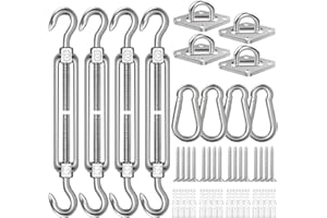 SPIGLAMM 6 Inch Shade Sail Hardware Kit for Triangle Rectangle Installation, 304 Stainless Steel Shade Sail Hardware Accessories for Outdoor Patio Canopy Garden, Heavy Duty Fixing Attachment 44 Pcs