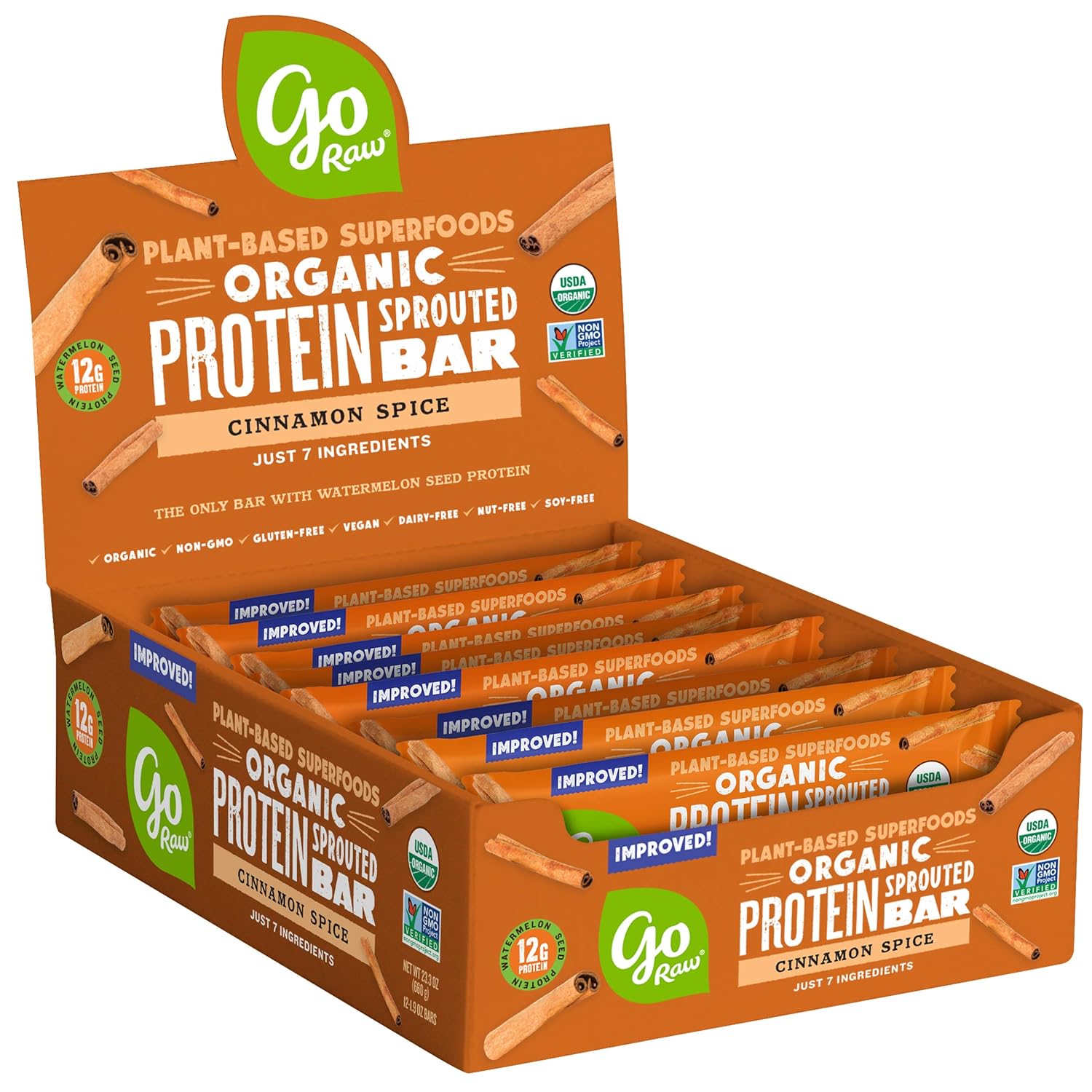 Go Raw Protein Bars, Dark Chocolate Gluten Free Energy Bar Organic