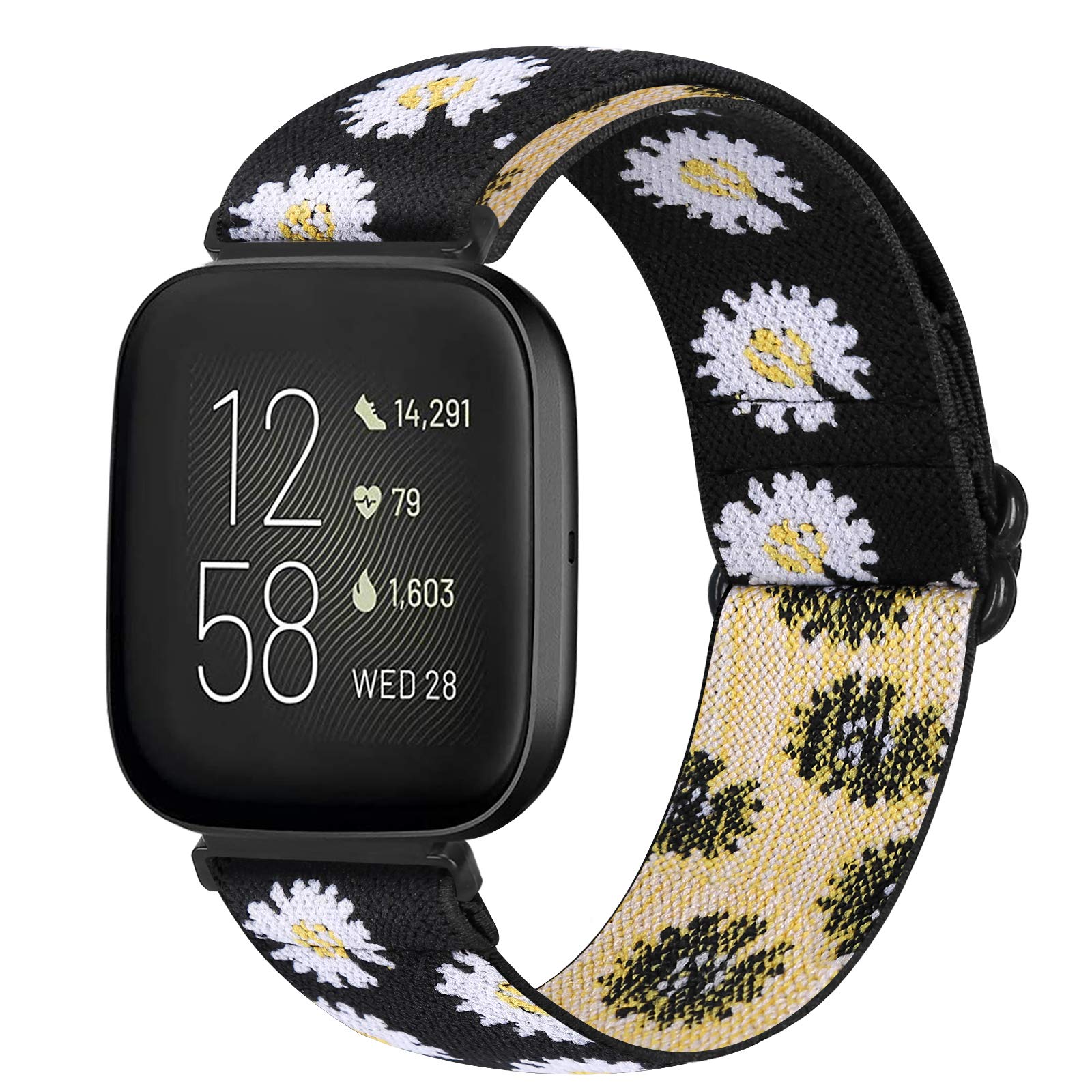 Runostrich Adjustable Elastic Watch Straps Compatible with Fitbit Versa/Fitbit Versa 2/Fitbit Versa Lite Nylon Sport Loop Stretch Wristband Replacement Band for Women Men (G)